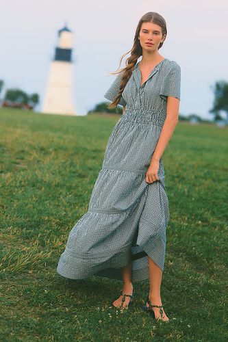 Robe Maxi en Coton 100% à Carreaux Vichy Somerset par taille: 2XS - By Anthropologie - Modalova