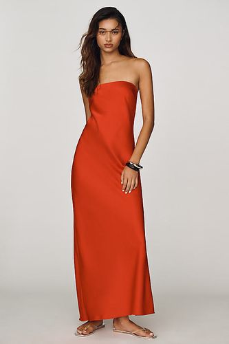 La Robe Longue Fleur en Satin Sans Bretelles par en taille: S - By Anthropologie - Modalova