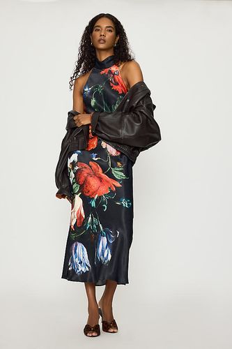 Robe longue dos nu en satin fleuri à pompons taille: Uk 6 - By Anthropologie - Modalova