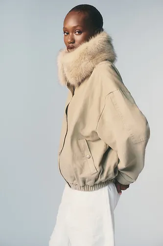 Veste bomber en denim doublée de fausse fourrure taille: 2XS chez Anthropologie - Pilcro - Modalova