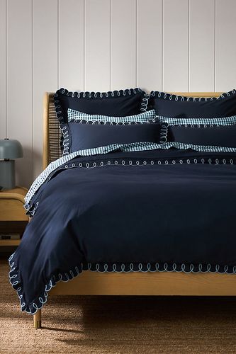 Housse de couette en percale bio bouclée Maeve en Blue taille: Eu kng dvt chez - Anthropologie - Modalova
