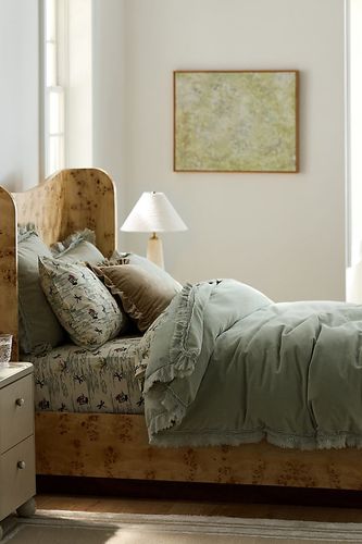 Housse de couette à volants en velours de coton Victoria en Green taille: Eu kng dvt chez - Anthropologie - Modalova