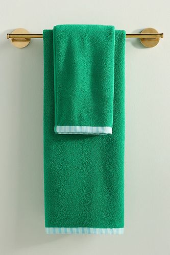 Débarbouillettes Sloane à bordure rayée en coton doux, ensemble de 2 en Green taille: S chez - Anthropologie - Modalova