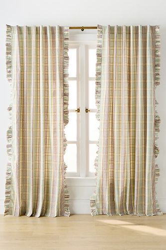 Rideau en coton tissé à bords volantés Tucker taille: 50" x 108" - By Anthropologie - Modalova