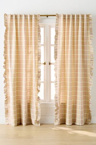 Rideau en coton tissé à bords volantés Tucker en taille: 50" x 108" - By Anthropologie - Modalova