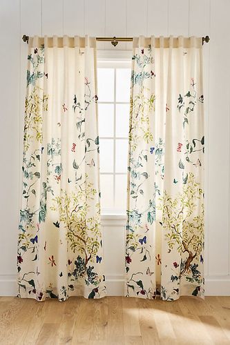 Rideau Lya Papillon en coton-lin imprimé jardin taille: 50" x 108" chez - Anthropologie - Modalova