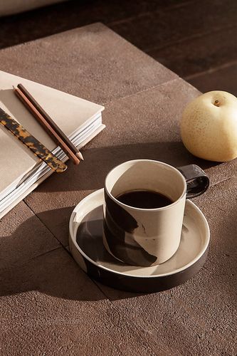 Tasse Inlay avec Soucoupe en White chez Anthropologie - Ferm Living - Modalova