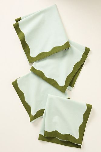 Serviettes de table Ruby à bordure festonnée, lot de 4 en Green taille: Ccktl npkn chez - Anthropologie - Modalova