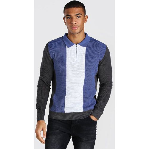 Polo rayé à manches longues - Boohooman - Modalova