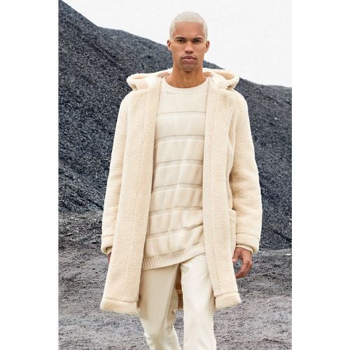 Manteau long en polaire avec capuche - Boohooman - Modalova