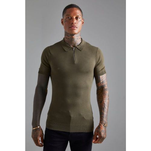 Polo moulant zippé à manches courtes - Boohooman - Modalova
