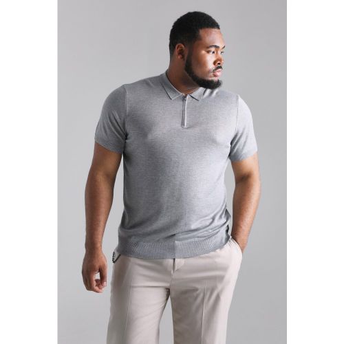 Grande taille - Polo à col zippé à manches courtes - - XXXL - Boohooman - Modalova