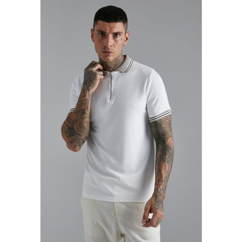 Polo cintré texturé - Boohooman - Modalova