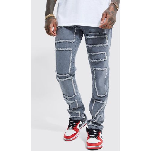 Jean droit patchwork - - 32R - Boohooman - Modalova