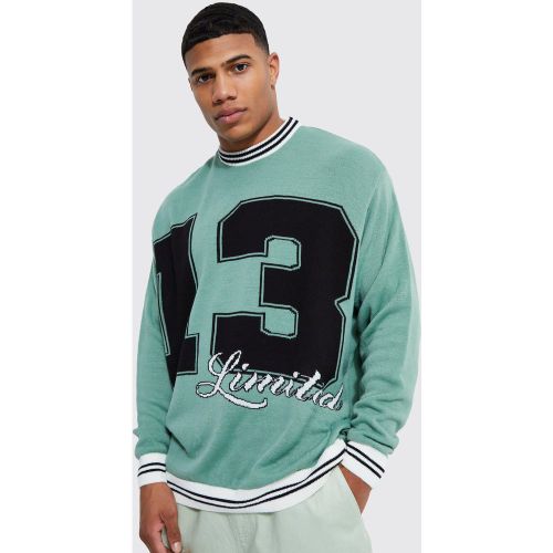 Pull oversize universitaire - Boohooman - Modalova
