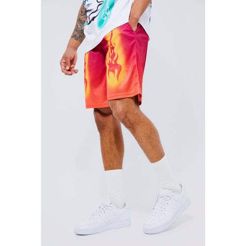 Short en mesh à imprimé flammes - Boohooman - Modalova