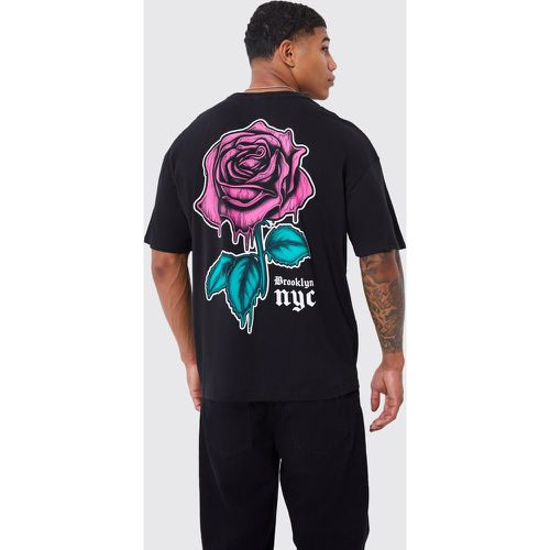 T-shirt oversize imprimé rose et slogan NYC - Boohooman - Modalova