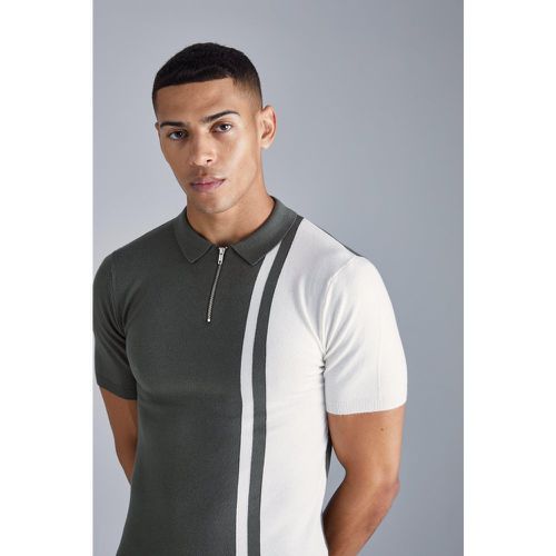 Short Sleeve Muscle Fit Colour Block Polo - Boohooman - Modalova