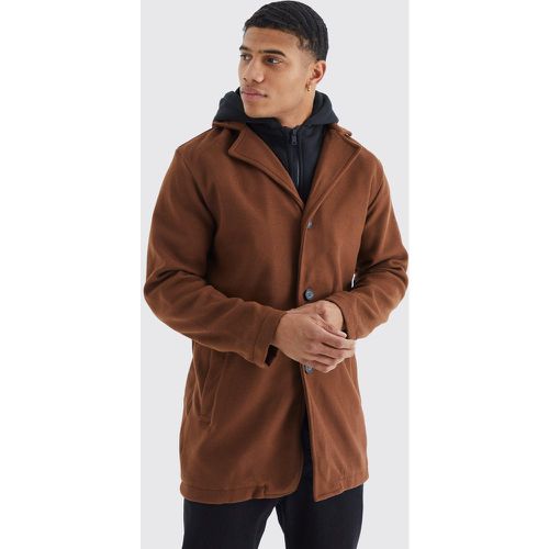 Manteau droit en laine mélangée - Boohooman - Modalova