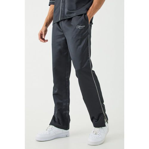 Pantalon satiné à ourlet fendu - Boohooman - Modalova