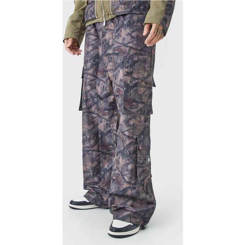 Tall - Pantalon cargo élastiqué à imprimé camouflage - Boohooman - Modalova