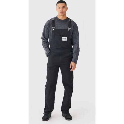 Washed Twill Official Relaxed Fit Twill Dungarees - Boohooman - Modalova