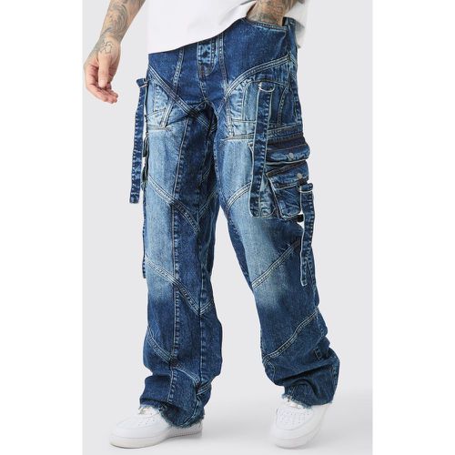 Tall Baggy Rigid Strap And Buckle Detail Jeans - Boohooman - Modalova