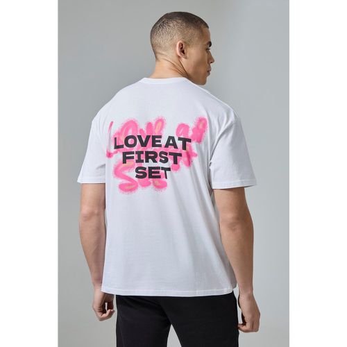 T-shirt de sport oversize à imprimé Love At First Set - Boohooman - Modalova