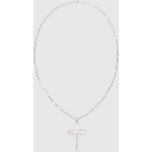 Iced Cross Pendant Necklace In Silver - Boohooman - Modalova