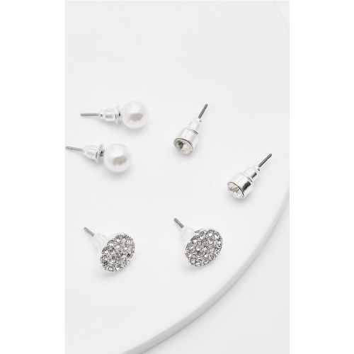 Lot De 3 Paires De Boucles D'Oreilles À Perles Fantaisie Et Strass - - boohoo - Modalova