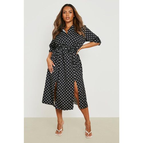 Grande Taille - Robe Chemise Mi-Longue À Pois - boohoo - Modalova