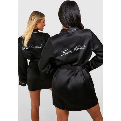 Robe De Chambre Satinée À Inscription Team Bride - boohoo - Modalova