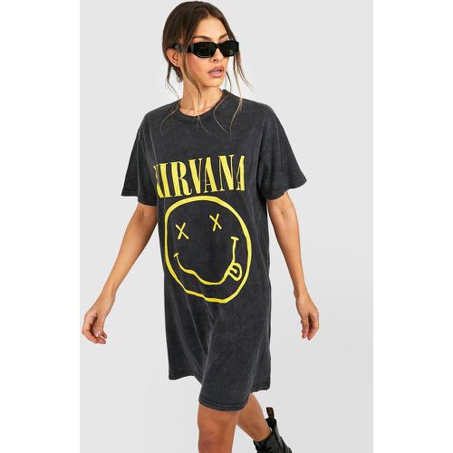 Robe T-Shirt Surteinte À Imprimé Nirvana - boohoo - Modalova
