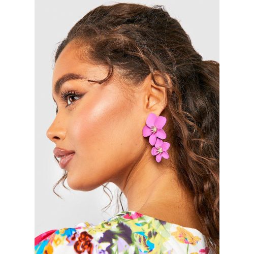 Boucles D'Oreilles Fleuries Violettes - boohoo - Modalova
