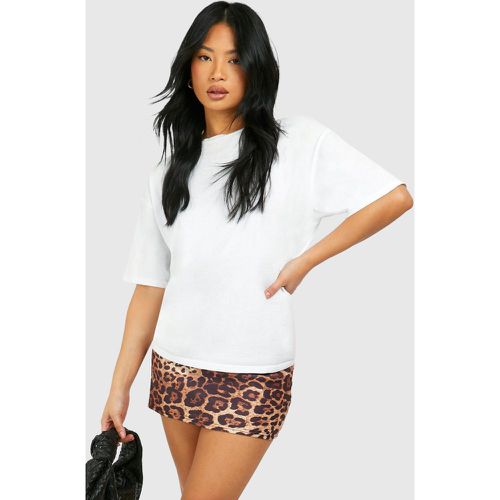 Petite" Leopard Print Bengaline Micro Mini Skirt - boohoo - Modalova