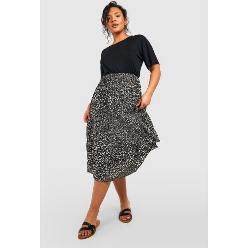 Grande Taille - Robe Patineuse 2 En 1 Effet Plissé - boohoo - Modalova