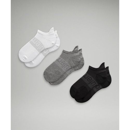 – 3 paires de chaussettes à languette Power Strides – Blanc/Gris/Noir – Taille L - lululemon - Modalova