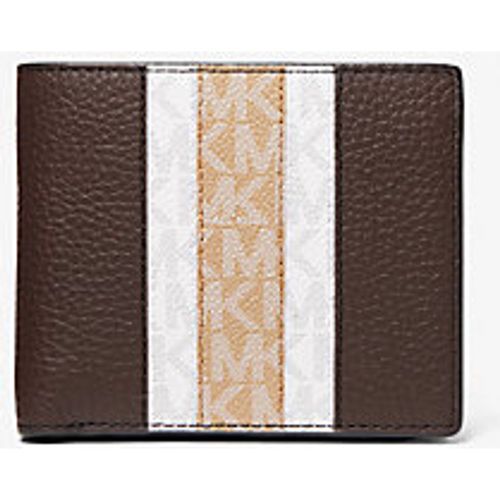MK Portefeuille compact Hudson rayé en cuir grainé à logo avec porte-monnaie - - Michael Kors - Michael Kors Mens - Modalova