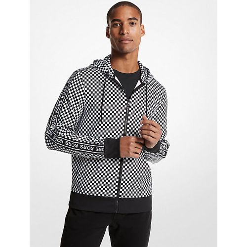 MK Pull à capuche zippé en jersey extensible avec logo façon damier - - Michael Kors - Michael Kors Mens - Modalova