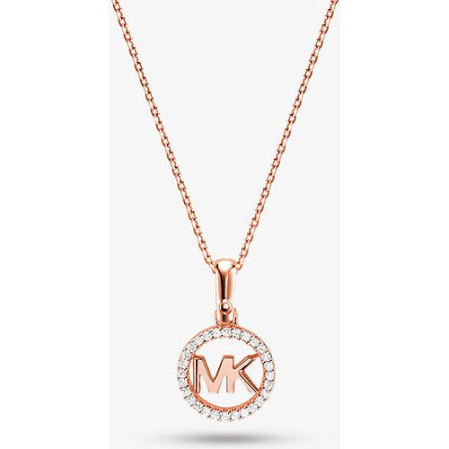 MK Collier à breloque logo plaqué en métal précieux avec pierres pavées - Michael Kors - Modalova