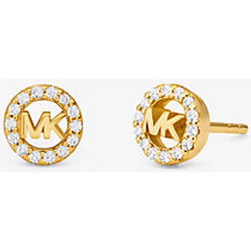MK Clous doreilles Fulton en argent sterling plaqué en métal précieux avec pierres pavées et breloque à logo - Michael Kors - Modalova