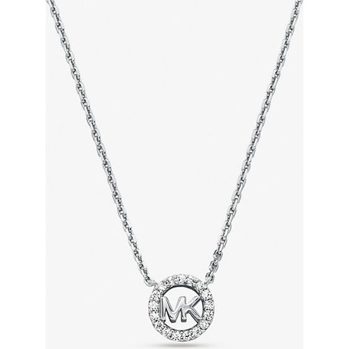 MK Collier Fulton en argent sterling plaqué en métal précieux avec pierres pavées et breloque à logo - Michael Kors - Modalova