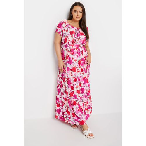 Curve Pink Floral Print Tie Front Maxi Dress, Grande Taille & Courbes - Yours - Modalova