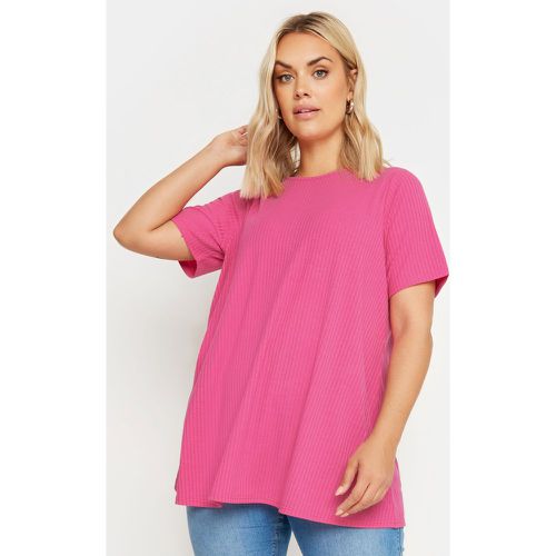 Curve Pink Ribbed Tshirt, Grande Taille & Courbes - Yours - Modalova