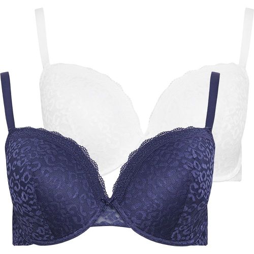 Pack Blue & White Lace Trim Padded Bras - Yours - Modalova