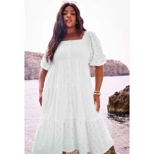 Robe Midaxi Blanche Broderie Anglaise , Grande Taille & Courbes - Yours - Modalova