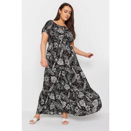 Curve Black Floral Print Tie Front Maxi Dress, Grande Taille & Courbes - Yours - Modalova