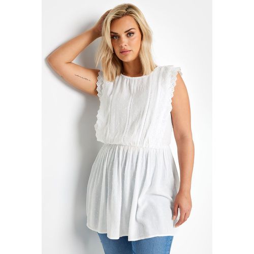 Curve White Crinkle Dobby Peplum Top, Grande Taille & Courbes - Yours - Modalova