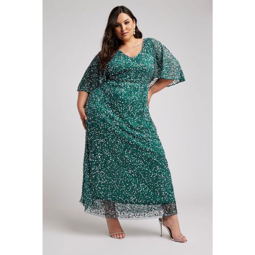 Luxe Curve Green Embellished Vneck Maxi Dress, Grande Taille & Courbes - Luxe: Ultimate Embellishment - Modalova