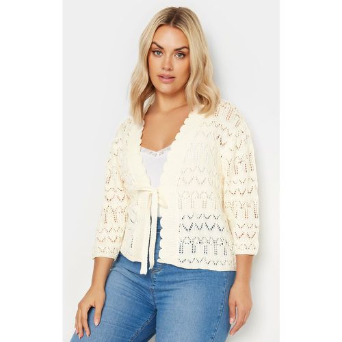 Curve Ivory White Crochet Tie Front Shrug, Grande Taille & Courbes - Yours - Modalova